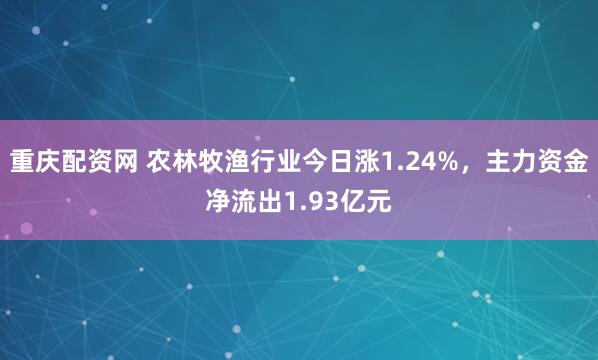 重庆配资网 农林牧渔行业今日涨1.24%，主力资金净流出1.93亿元