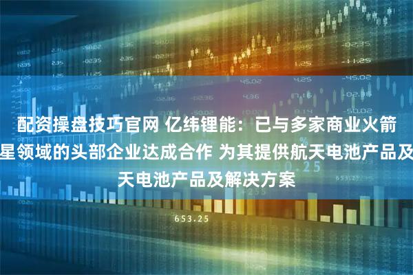 配资操盘技巧官网 亿纬锂能：已与多家商业火箭、商业卫星领域的头部企业达成合作 为其提供航天电池产品及解决方案