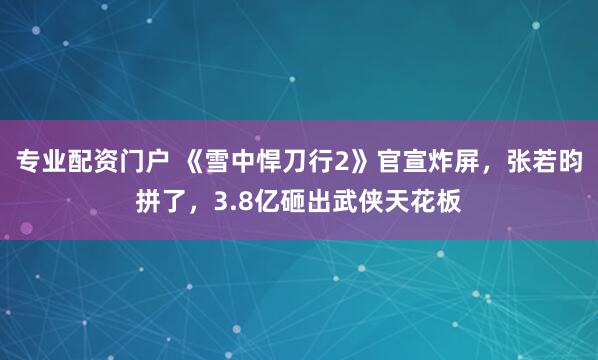 专业配资门户 《雪中悍刀行2》官宣炸屏，张若昀拼了，3.8亿砸出武侠天花板